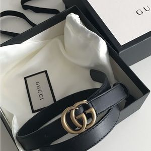 Gucci Double GG Belt Black -2015 re edition wide leather belt